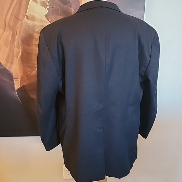 Arnold Palmer Executive Blazer Suit Jacket Navy Blue Gold Button Men's 48R Wool - Picture 4 of 11